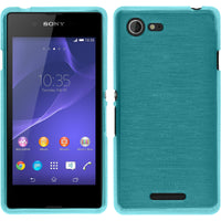 PhoneNatic Case kompatibel mit Sony Xperia E3 - blau Silikon Hülle brushed + 2 Schutzfolien