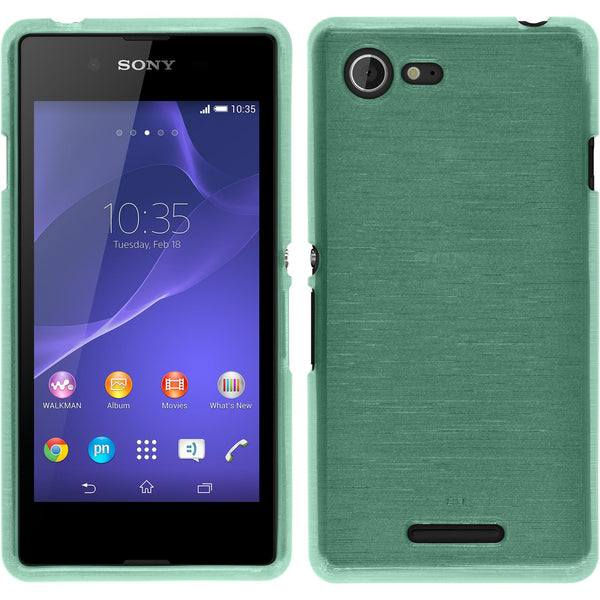 PhoneNatic Case kompatibel mit Sony Xperia E3 - grün Silikon Hülle brushed + 2 Schutzfolien