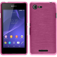 PhoneNatic Case kompatibel mit Sony Xperia E3 - pink Silikon Hülle brushed + 2 Schutzfolien