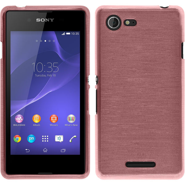 PhoneNatic Case kompatibel mit Sony Xperia E3 - rosa Silikon Hülle brushed + 2 Schutzfolien