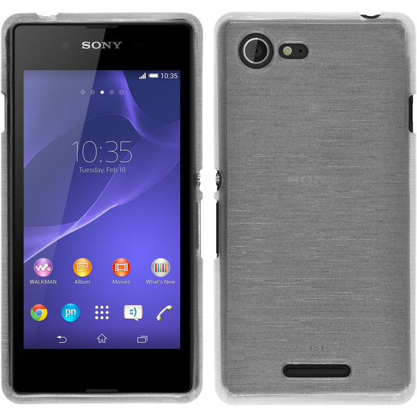 PhoneNatic Case kompatibel mit Sony Xperia E3 - weiß Silikon Hülle brushed + 2 Schutzfolien