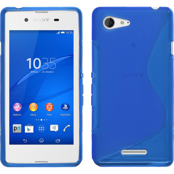 PhoneNatic Case kompatibel mit Sony Xperia E3 - blau Silikon Hülle S-Style + 2 Schutzfolien