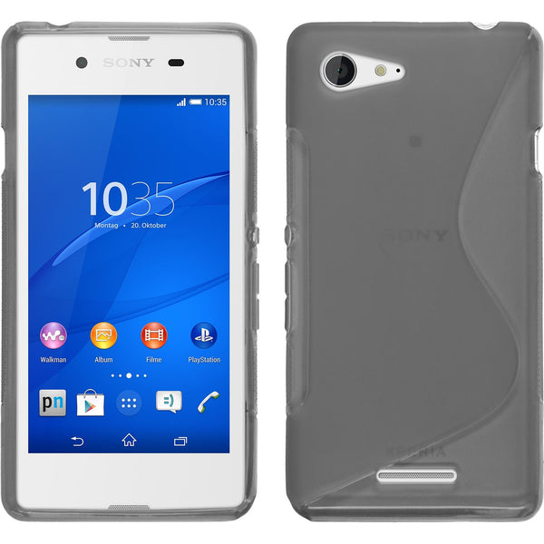 PhoneNatic Case kompatibel mit Sony Xperia E3 - grau Silikon Hülle S-Style + 2 Schutzfolien