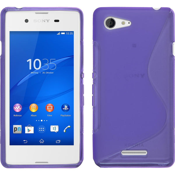 PhoneNatic Case kompatibel mit Sony Xperia E3 - lila Silikon Hülle S-Style + 2 Schutzfolien
