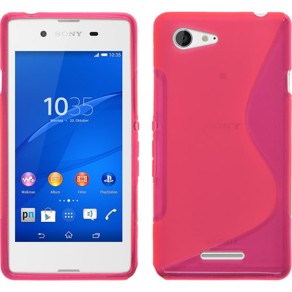 PhoneNatic Case kompatibel mit Sony Xperia E3 - pink Silikon Hülle S-Style + 2 Schutzfolien