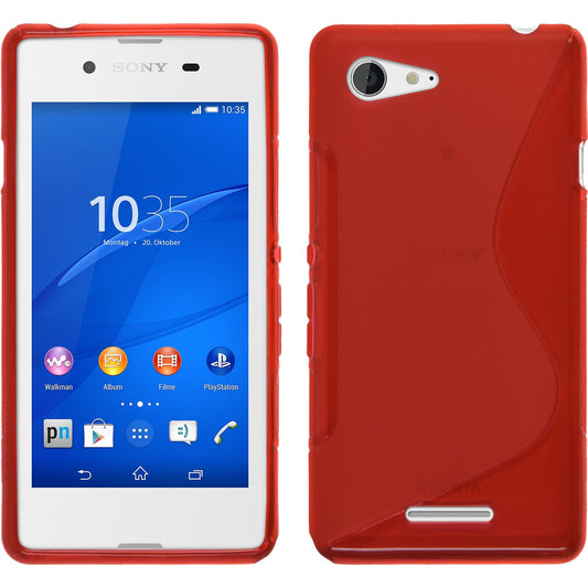 PhoneNatic Case kompatibel mit Sony Xperia E3 - rot Silikon Hülle S-Style + 2 Schutzfolien