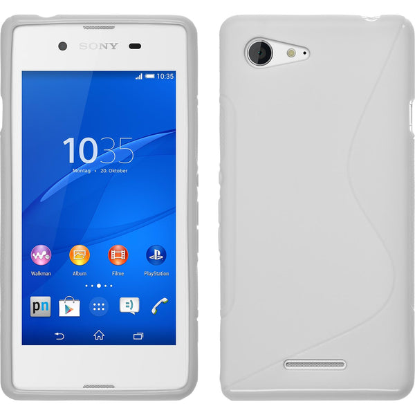 PhoneNatic Case kompatibel mit Sony Xperia E3 - weiﬂ Silikon Hülle S-Style + 2 Schutzfolien