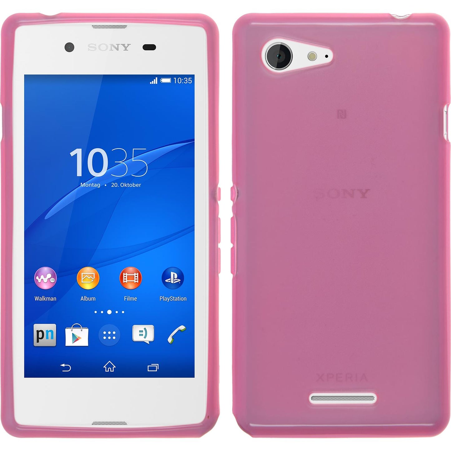 PhoneNatic Case kompatibel mit Sony Xperia E3 - rosa Silikon Hülle transparent + 2 Schutzfolien