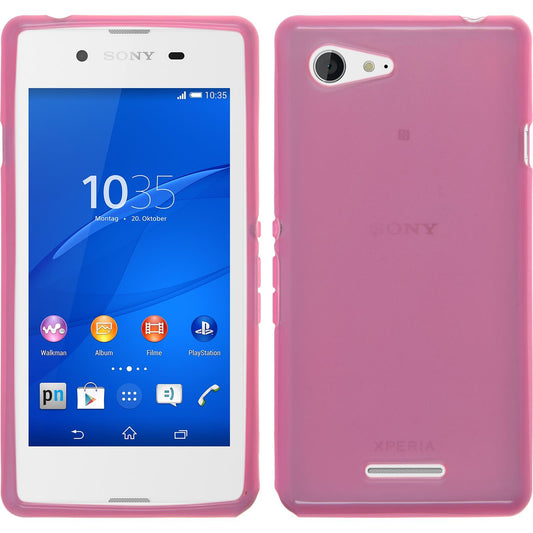 PhoneNatic Case kompatibel mit Sony Xperia E3 - rosa Silikon Hülle transparent + 2 Schutzfolien