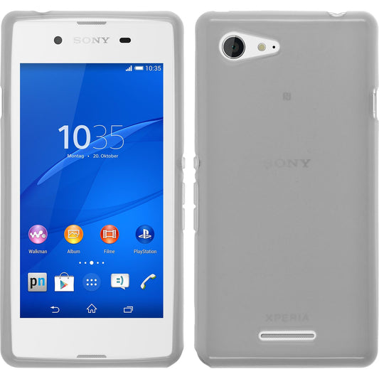 PhoneNatic Case kompatibel mit Sony Xperia E3 - weiß Silikon Hülle transparent + 2 Schutzfolien