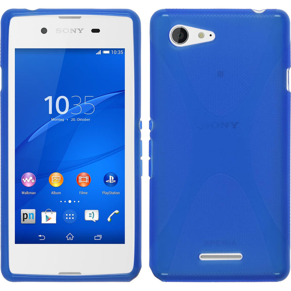 PhoneNatic Case kompatibel mit Sony Xperia E3 - blau Silikon Hülle X-Style + 2 Schutzfolien