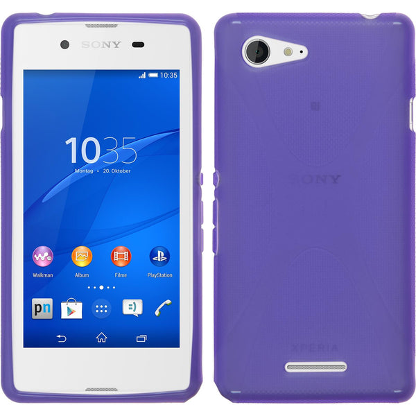 PhoneNatic Case kompatibel mit Sony Xperia E3 - lila Silikon Hülle X-Style + 2 Schutzfolien