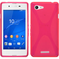 PhoneNatic Case kompatibel mit Sony Xperia E3 - pink Silikon Hülle X-Style + 2 Schutzfolien
