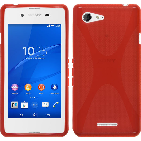 PhoneNatic Case kompatibel mit Sony Xperia E3 - rot Silikon Hülle X-Style + 2 Schutzfolien