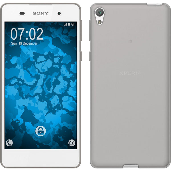 PhoneNatic Case kompatibel mit Sony Xperia E5 - grau Silikon Hülle Slimcase Cover
