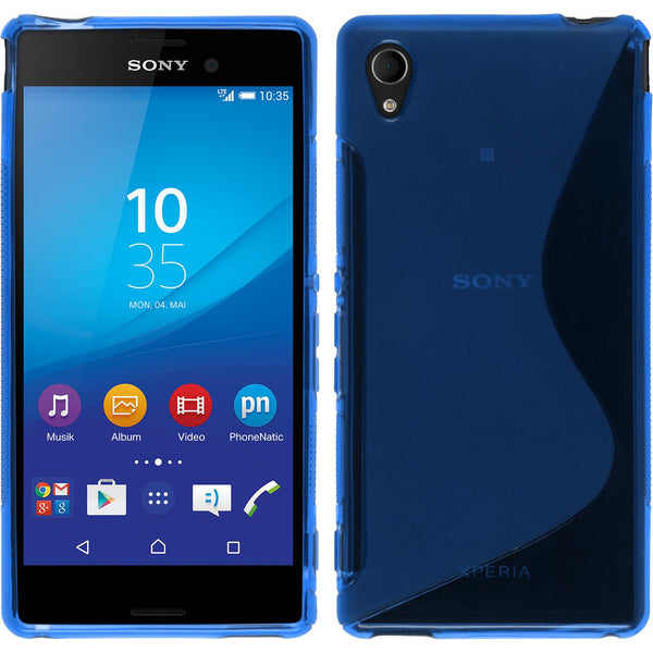PhoneNatic Case kompatibel mit Sony Xperia M4 Aqua - blau Silikon Hülle S-Style + 2 Schutzfolien