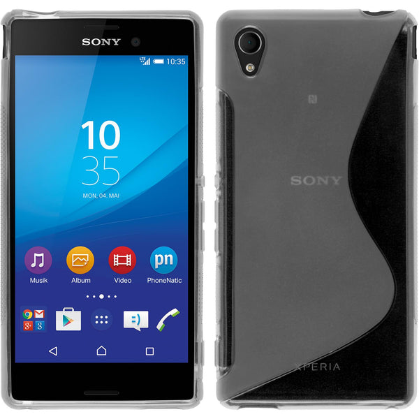 PhoneNatic Case kompatibel mit Sony Xperia M4 Aqua - clear Silikon Hülle S-Style + 2 Schutzfolien