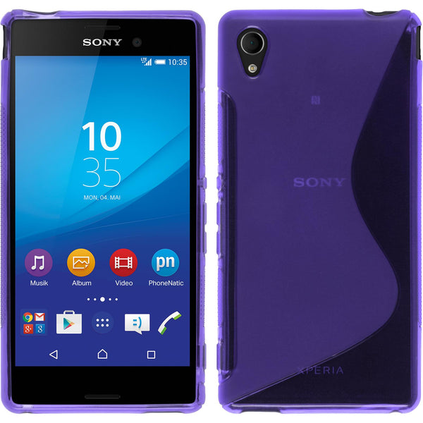 PhoneNatic Case kompatibel mit Sony Xperia M4 Aqua - lila Silikon Hülle S-Style + 2 Schutzfolien
