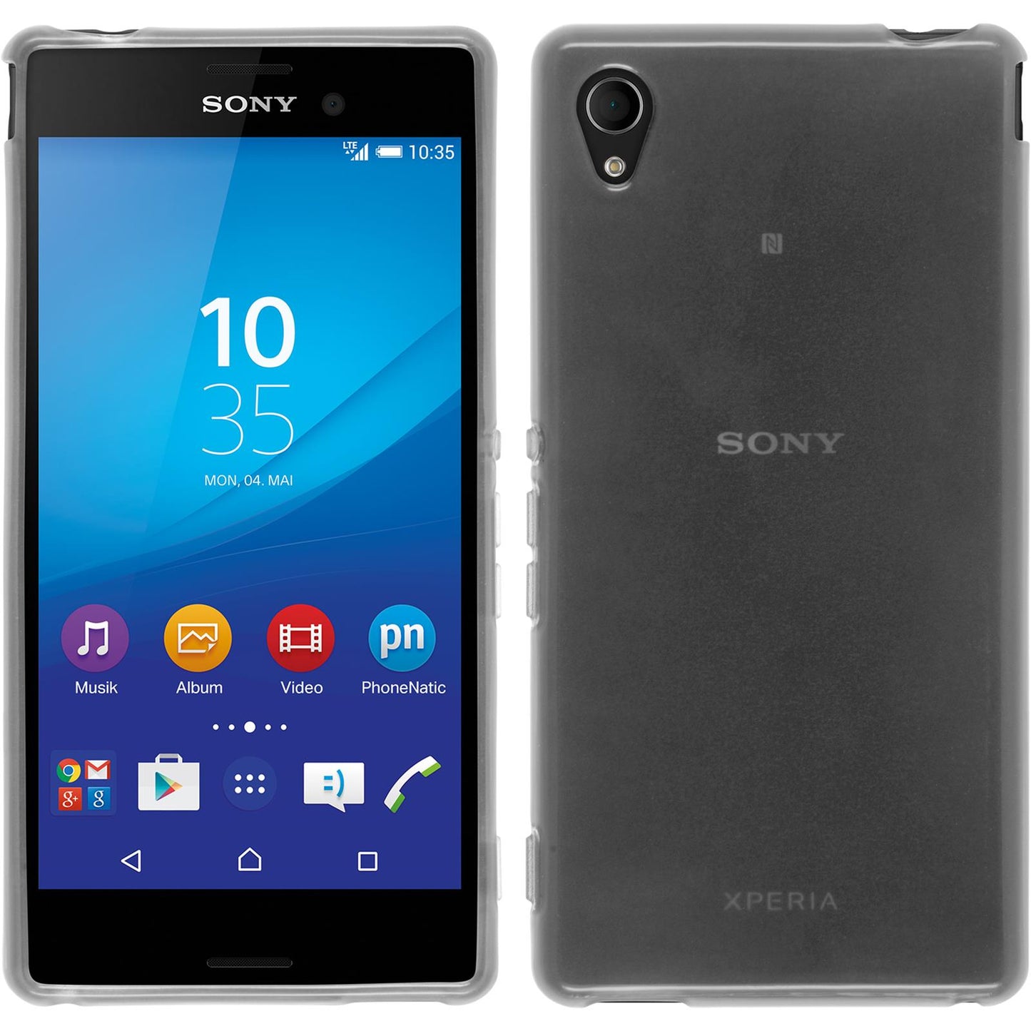 PhoneNatic Case kompatibel mit Sony Xperia M4 Aqua - weiß Silikon Hülle transparent + 2 Schutzfolien