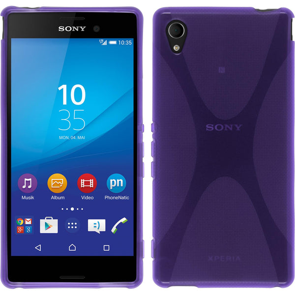 PhoneNatic Case kompatibel mit Sony Xperia M4 Aqua - lila Silikon Hülle X-Style + 2 Schutzfolien