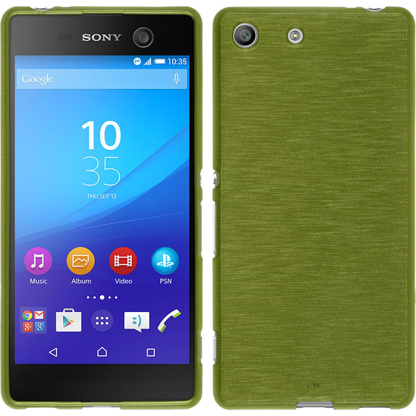 PhoneNatic Case kompatibel mit Sony Xperia M5 - pastellgrün Silikon Hülle brushed + 2 Schutzfolien