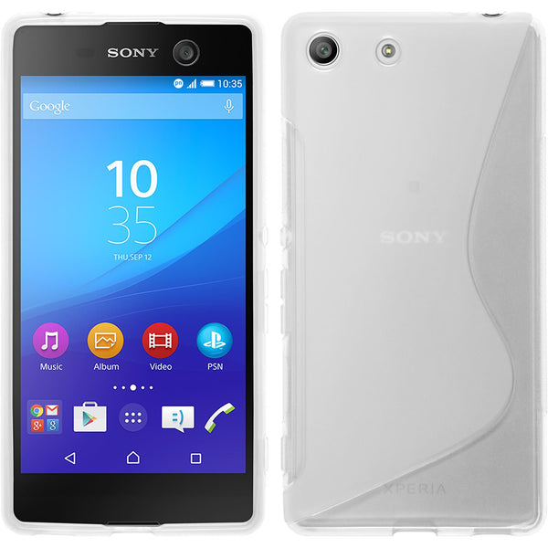 PhoneNatic Case kompatibel mit Sony Xperia M5 - clear Silikon Hülle S-Style + 2 Schutzfolien