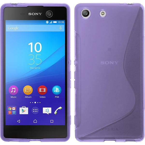 PhoneNatic Case kompatibel mit Sony Xperia M5 - lila Silikon Hülle S-Style + 2 Schutzfolien