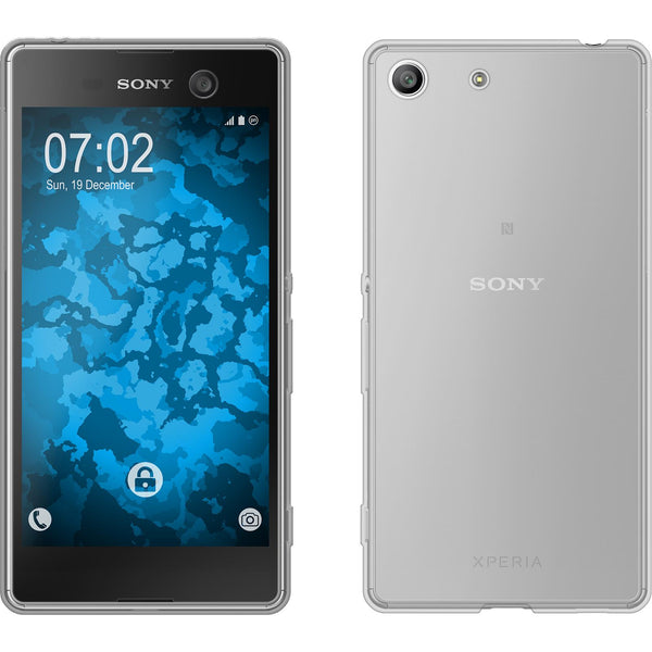 PhoneNatic Case kompatibel mit Sony Xperia M5 - clear Silikon Hülle transparent + 2 Schutzfolien