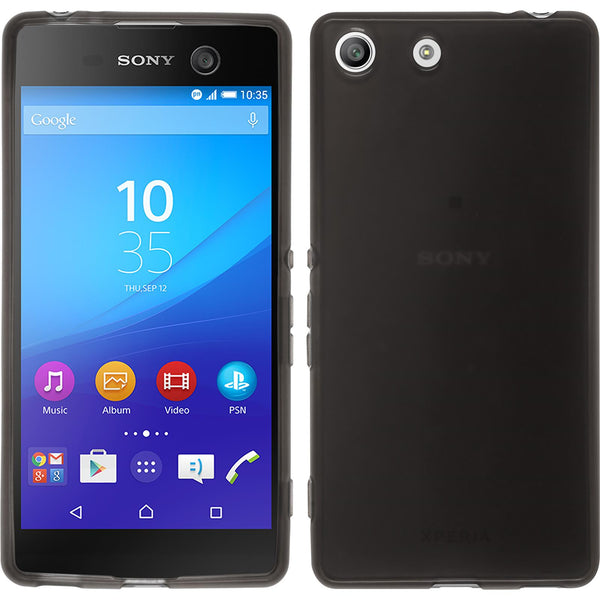 PhoneNatic Case kompatibel mit Sony Xperia M5 - schwarz Silikon Hülle transparent + 2 Schutzfolien