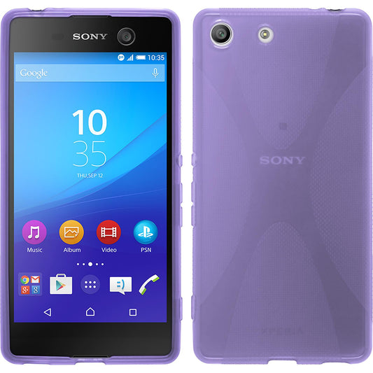 PhoneNatic Case kompatibel mit Sony Xperia M5 - lila Silikon Hülle X-Style + 2 Schutzfolien