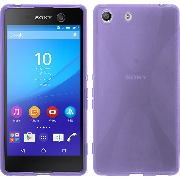 PhoneNatic Case kompatibel mit Sony Xperia M5 - lila Silikon Hülle X-Style + 2 Schutzfolien