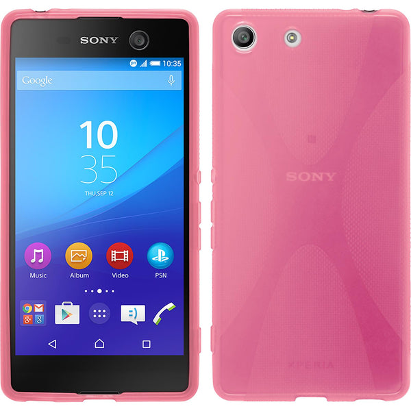 PhoneNatic Case kompatibel mit Sony Xperia M5 - pink Silikon Hülle X-Style + 2 Schutzfolien