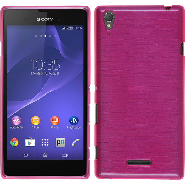 PhoneNatic Case kompatibel mit Sony Xperia Style - pink Silikon Hülle brushed + 2 Schutzfolien
