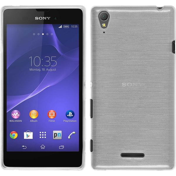 PhoneNatic Case kompatibel mit Sony Xperia Style - weiﬂ Silikon Hülle brushed + 2 Schutzfolien