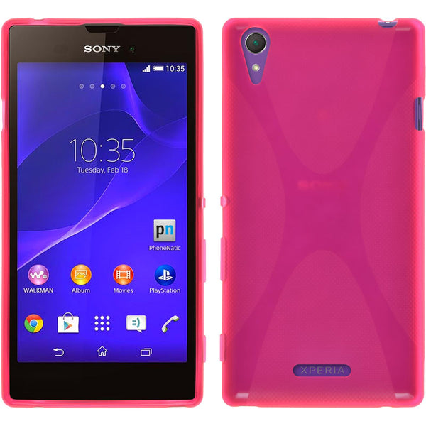 PhoneNatic Case kompatibel mit Sony Xperia Style - pink Silikon Hülle X-Style + 2 Schutzfolien