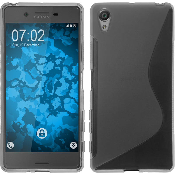 PhoneNatic Case kompatibel mit Sony Xperia X - grau Silikon Hülle S-Style + 2 Schutzfolien