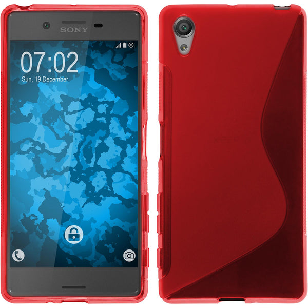 PhoneNatic Case kompatibel mit Sony Xperia X - rot Silikon Hülle S-Style + 2 Schutzfolien