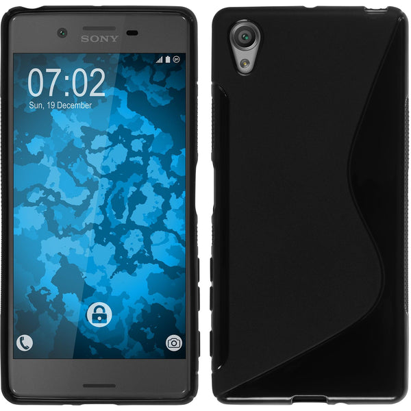 PhoneNatic Case kompatibel mit Sony Xperia X - schwarz Silikon Hülle S-Style + 2 Schutzfolien