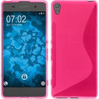 PhoneNatic Case kompatibel mit Sony Xperia XA - pink Silikon Hülle S-Style + 2 Schutzfolien