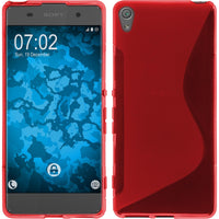 PhoneNatic Case kompatibel mit Sony Xperia XA - rot Silikon Hülle S-Style + 2 Schutzfolien