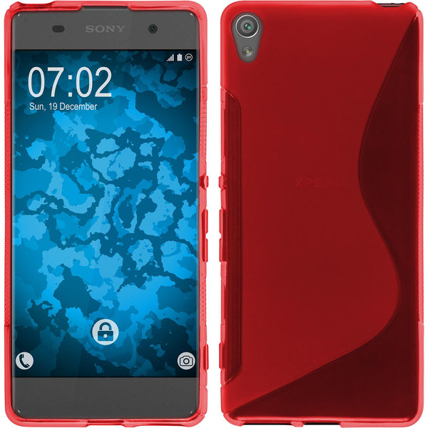 PhoneNatic Case kompatibel mit Sony Xperia XA - rot Silikon Hülle S-Style + 2 Schutzfolien