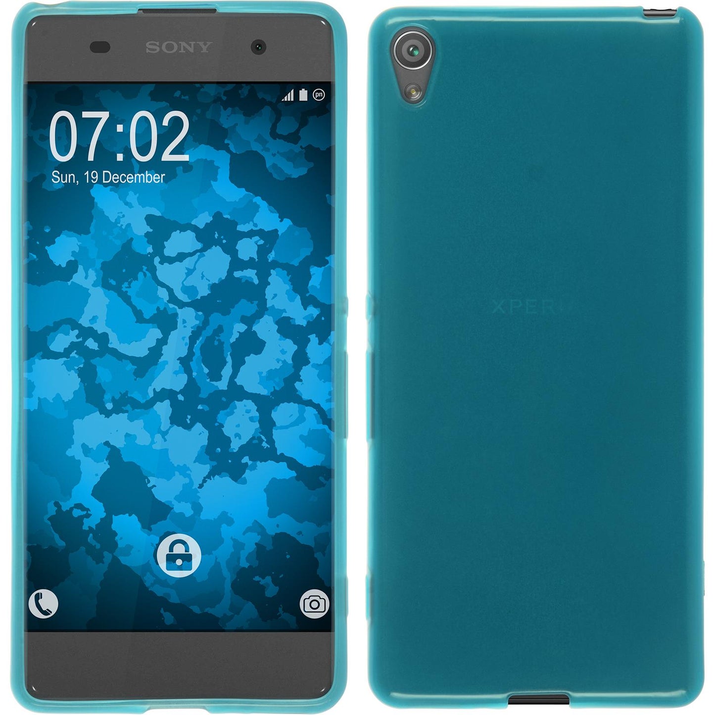 PhoneNatic Case kompatibel mit Sony Xperia XA - türkis Silikon Hülle transparent + 2 Schutzfolien
