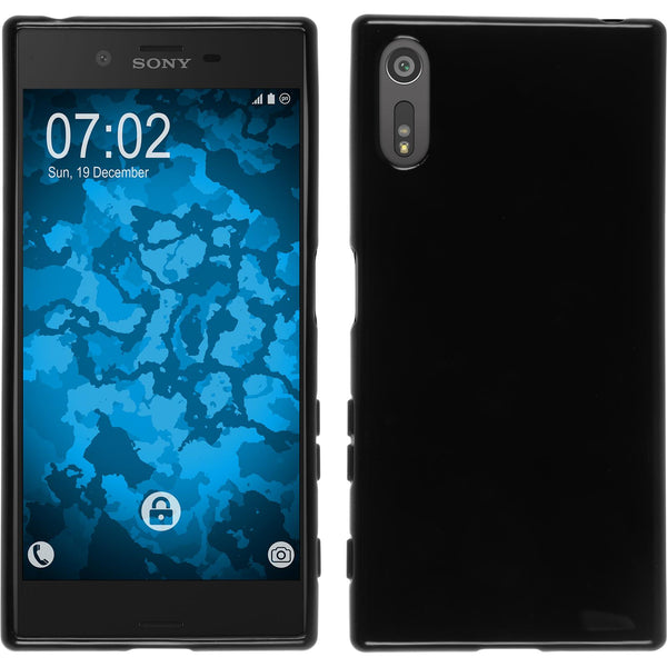 PhoneNatic Case kompatibel mit Sony Xperia XZ - schwarz Silikon Hülle transparent + 2 Schutzfolien