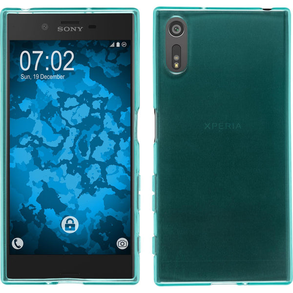PhoneNatic Case kompatibel mit Sony Xperia XZ - türkis Silikon Hülle transparent + 2 Schutzfolien