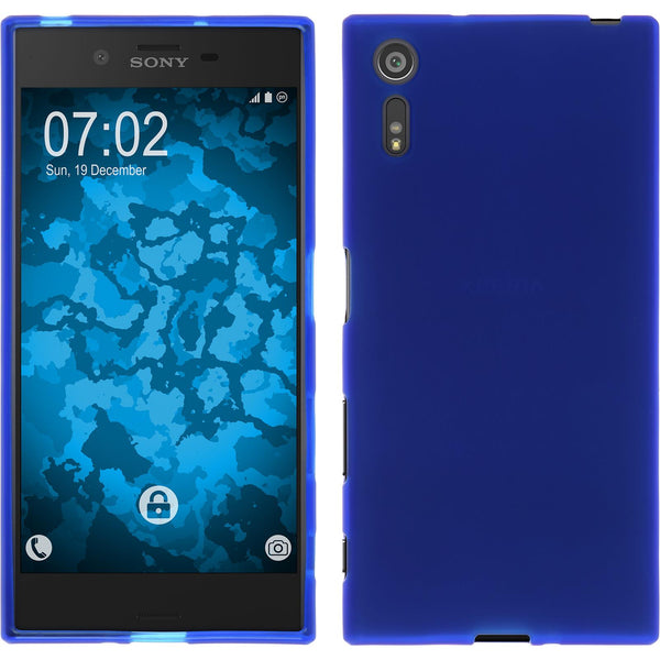 PhoneNatic Case kompatibel mit Sony Xperia XZs - blau Silikon Hülle matt + 2 Schutzfolien