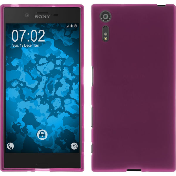 PhoneNatic Case kompatibel mit Sony Xperia XZs - pink Silikon Hülle matt + 2 Schutzfolien
