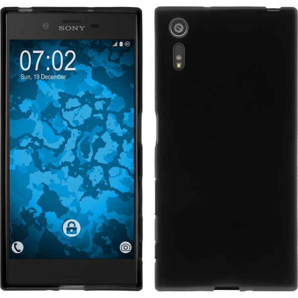 PhoneNatic Case kompatibel mit Sony Xperia XZ - schwarz Silikon Hülle matt + 2 Schutzfolien