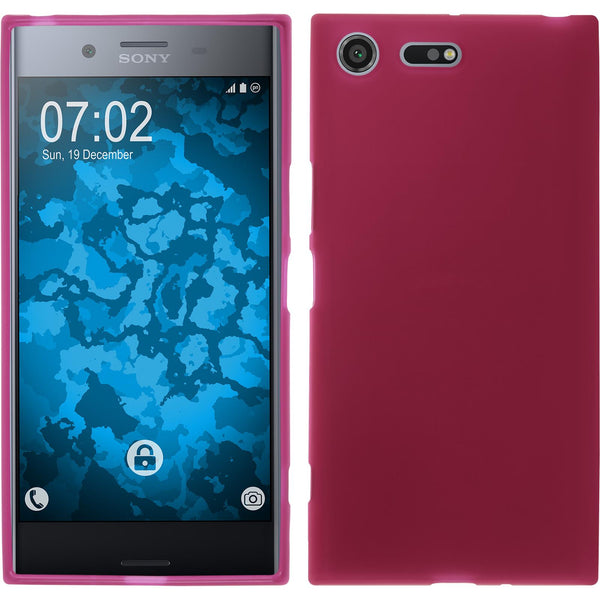 PhoneNatic Case kompatibel mit Sony Xperia XZ Premium - pink Silikon Hülle matt + 2 Schutzfolien