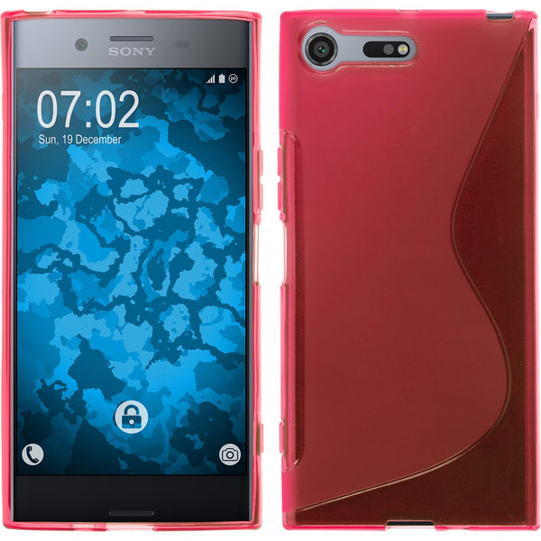 PhoneNatic Case kompatibel mit Sony Xperia XZ Premium - pink Silikon Hülle S-Style + 2 Schutzfolien