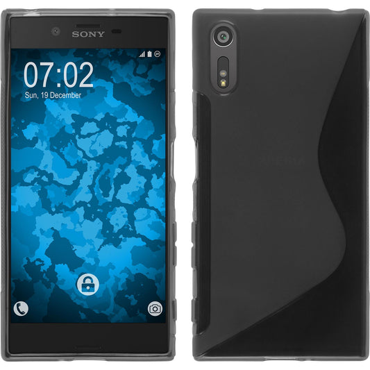 PhoneNatic Case kompatibel mit Sony Xperia XZ - grau Silikon Hülle S-Style + 2 Schutzfolien